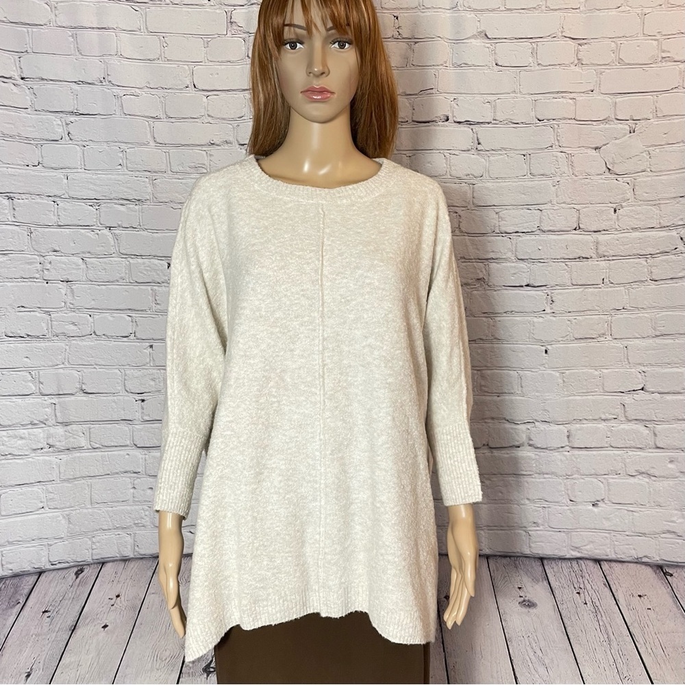 New Lou & Grey Dolman Sleeve Poncho Textured Knit Beige Sweater Size XS/S